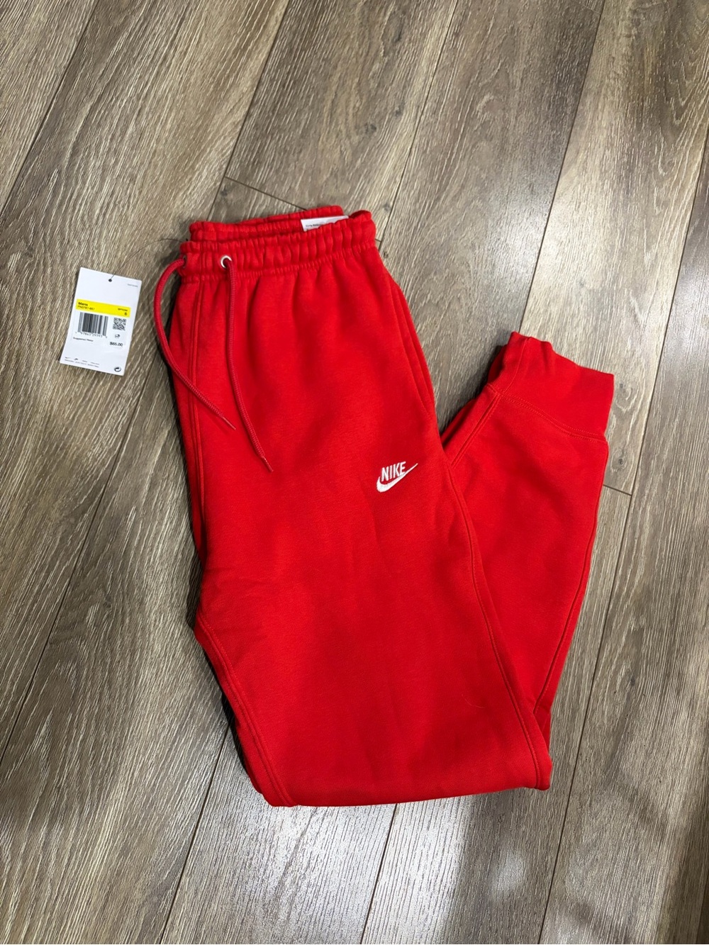Nike Men’s Red Fleece Jogger Sweatpants with Logo